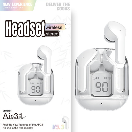 Mini Transparent Bluetooth Earbuds – ENC Noise Reduction Wireless Sports Headset