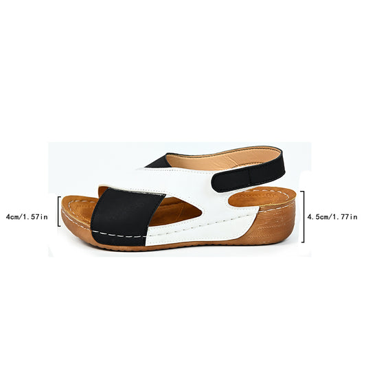 Colorblock Crossed Wedges Sandals Summer Platform Roman Shoes for Women