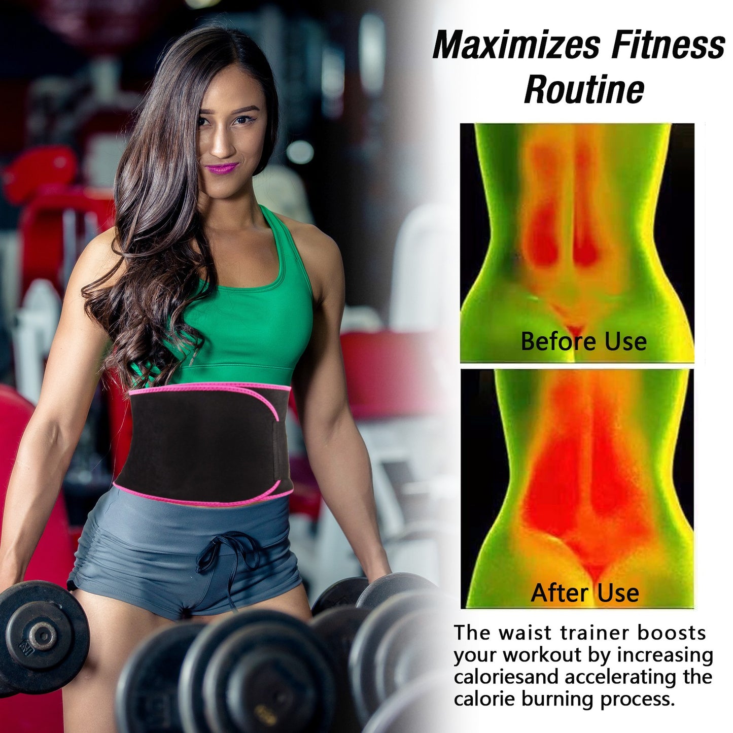 Waist Trimmer Belt for Men and Women, Adjustable Sweat Waist Trainer for Workout, Stomach Wrap Fitness Support Belt for Gym, Running and Exercise