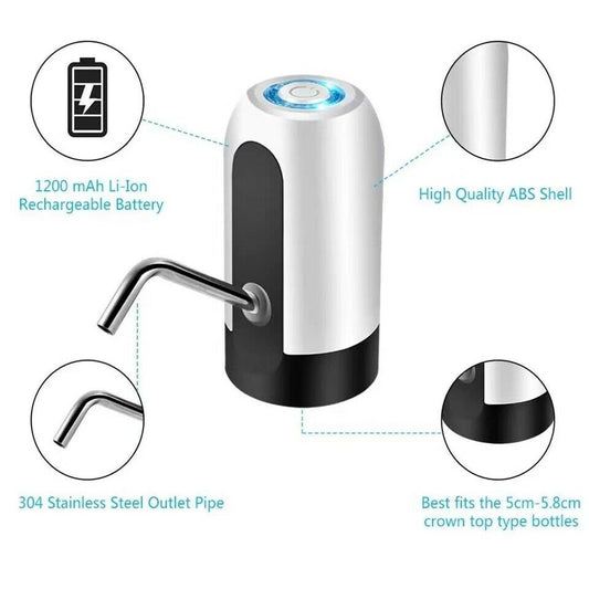 Electric Water Pump for 5 Gallon Bottles, USB Rechargeable Automatic Water Dispenser, Portable Universal Drinking Water Pump