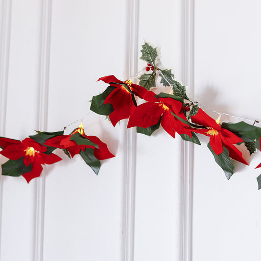 LED Christmas Lights with Red Flowers & Red Fruits – First Grade Holiday Home Decor