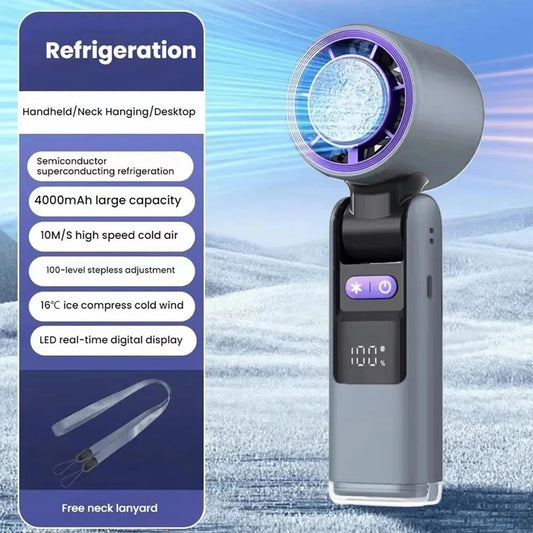 High-Speed Portable Fan – Rechargeable Handheld Ice Cooler