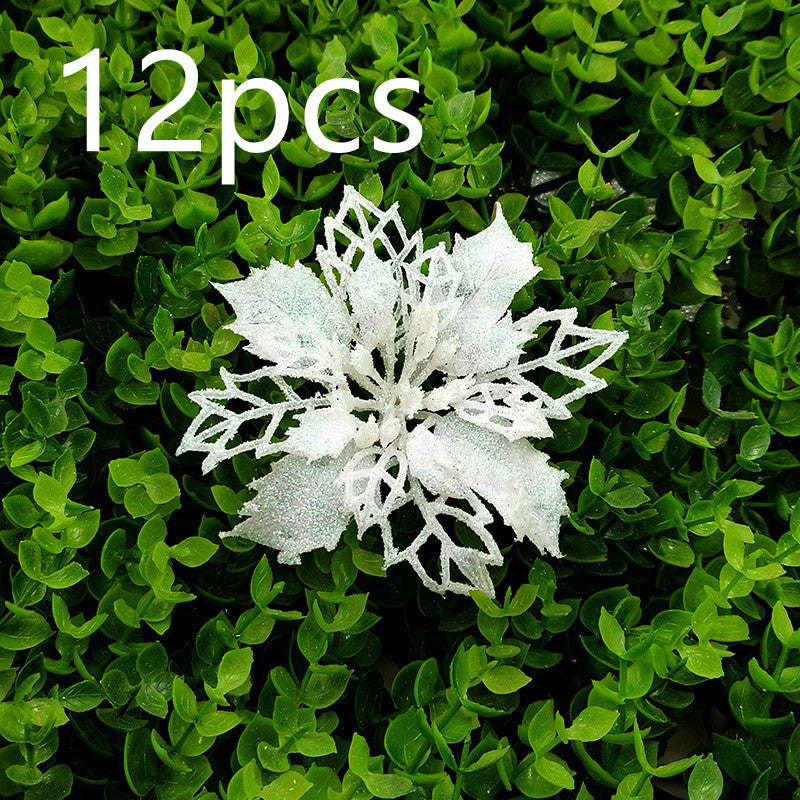 Glitter Artificial Christmas Flowers – Xmas Tree & Home Decorations, Fake Flowers for Holiday & New Year Decor