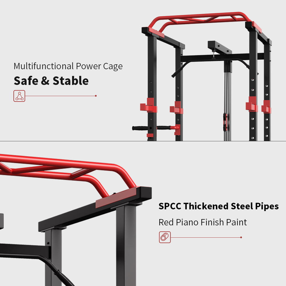 Multi-Functional Power Cage – Adjustable Home Pull-Up & Squat Rack for Full Body Strength Training