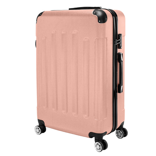 3-in-1 Portable ABS Trolley Case – Lightweight Suitcase with Expandable Capacity, Durable Travel Luggage, 20"/24"/28", Rose Gold