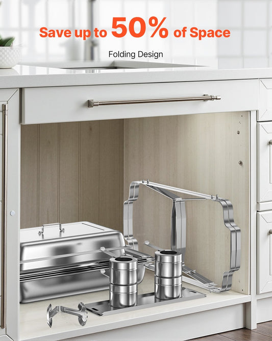 8 Qt 2 Pack Rectangle Chafing Dish Buffet Set Full Size Pan Stainless Steel