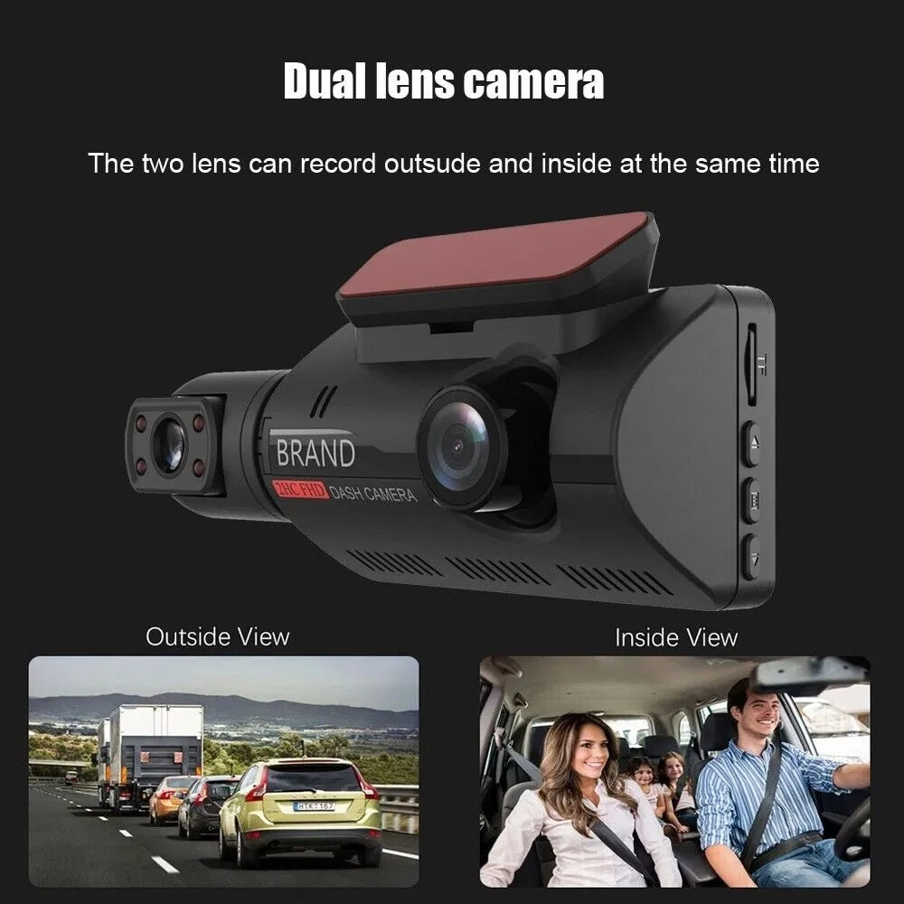 1080P Dual Lens Car Dash Cam – Front & Inside Video Recorder with G-Sensor