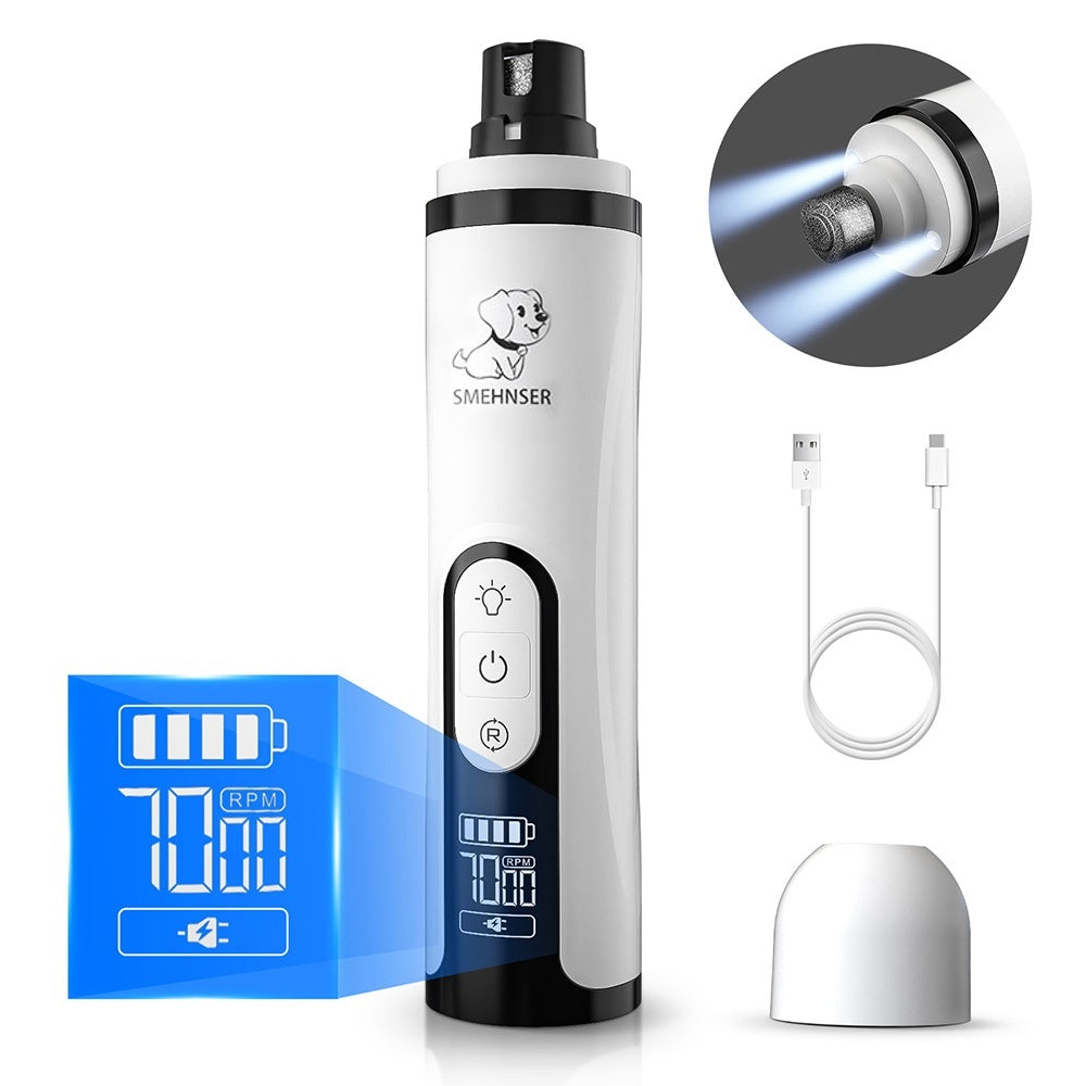 Electric Pet Nail Grinder – 3-Speed LED Automatic Nail Trimming Device for Dogs & Cats