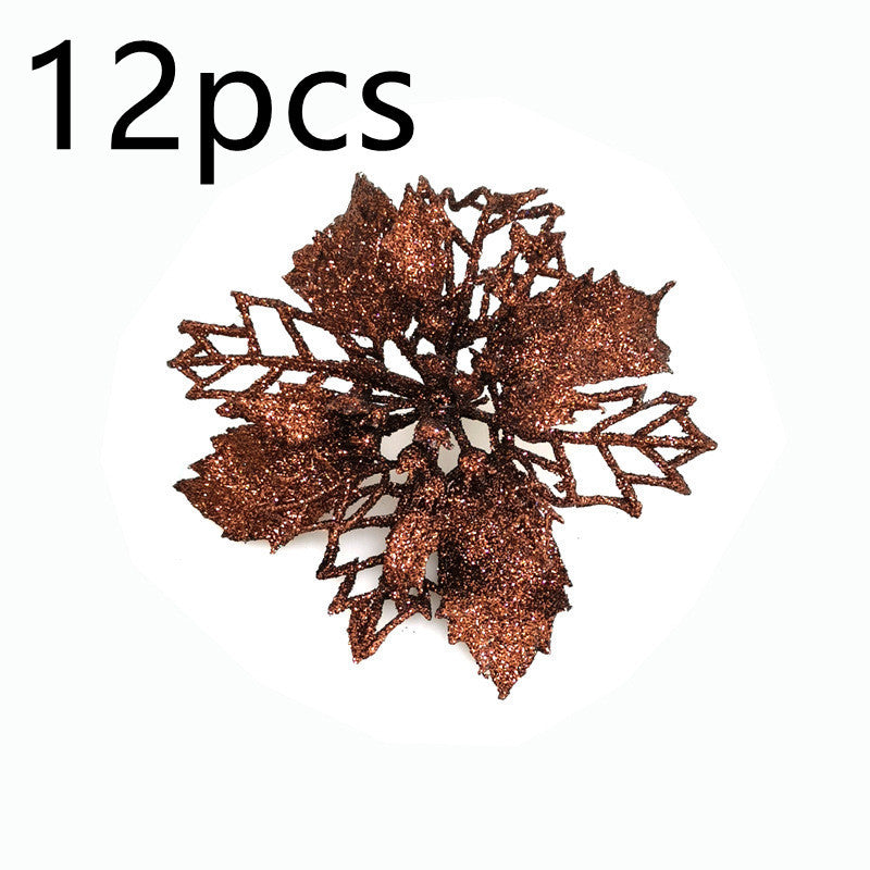 Glitter Artificial Christmas Flowers – Xmas Tree & Home Decorations, Fake Flowers for Holiday & New Year Decor