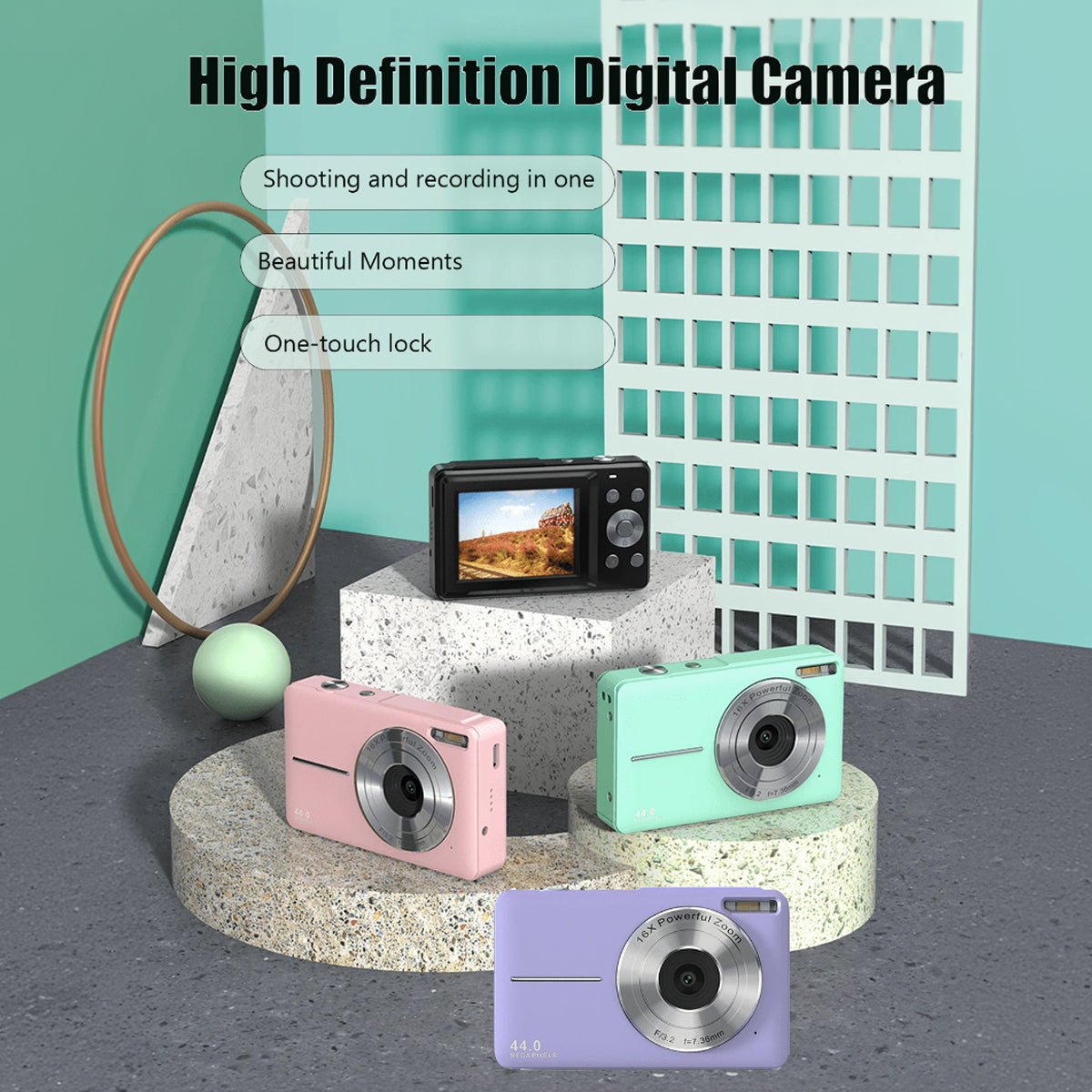 Mini HD Digital Camera, Portable Entry-Level Camera for Beginners and Students