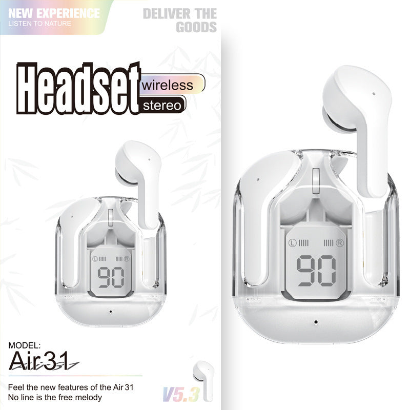 Mini Transparent Bluetooth Earbuds – ENC Noise Reduction Wireless Sports Headset