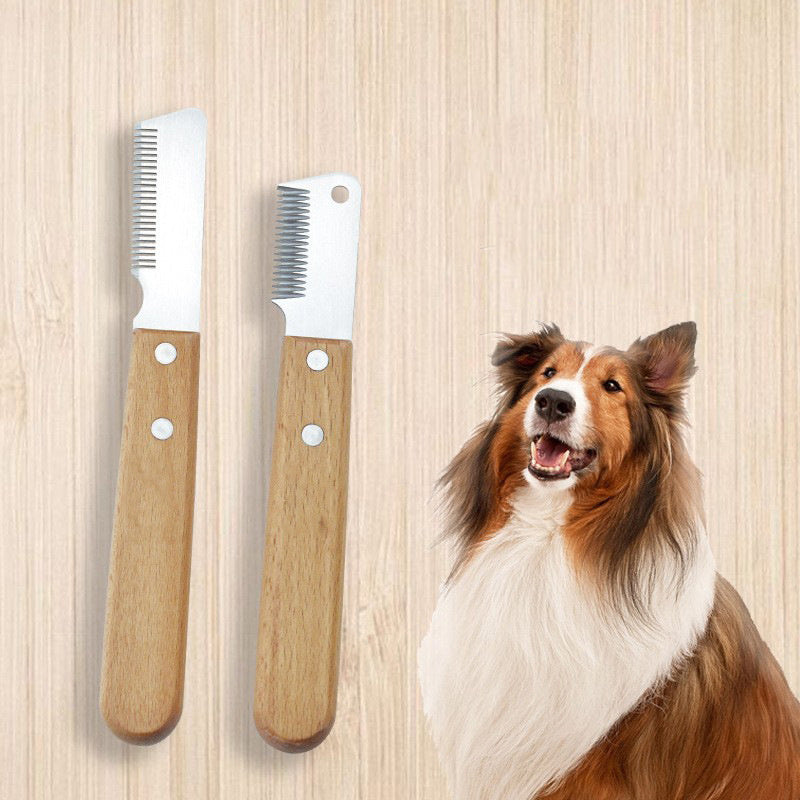 Pet Stripping Comb Dog Stripping Knife Grooming Tool Multifunction Remove Floating Hair Dog Stripping Knife With Wood Handle For Cats Dogs