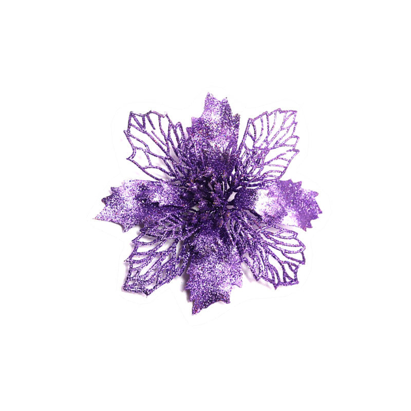 Glitter Artificial Christmas Flowers – Xmas Tree & Home Decorations, Fake Flowers for Holiday & New Year Decor