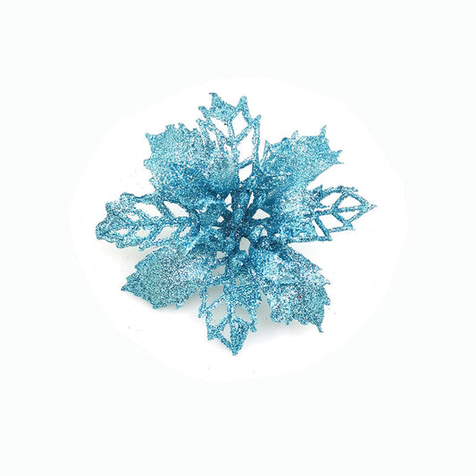 Glitter Artificial Christmas Flowers – Xmas Tree & Home Decorations, Fake Flowers for Holiday & New Year Decor