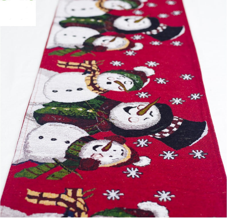 Christmas Elk & Snowman Table Runner – Merry Christmas Holiday Table Decor for Home, Dining Room & Festive Parties