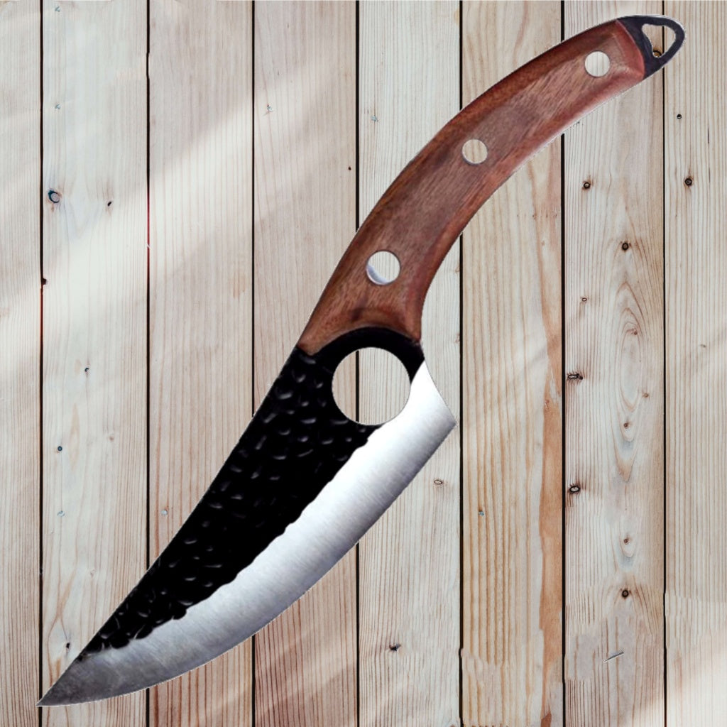 Butcher Scimitar Knife for Meat Cutting and Boning, Stainless Steel Blade, Ergonomic Handle