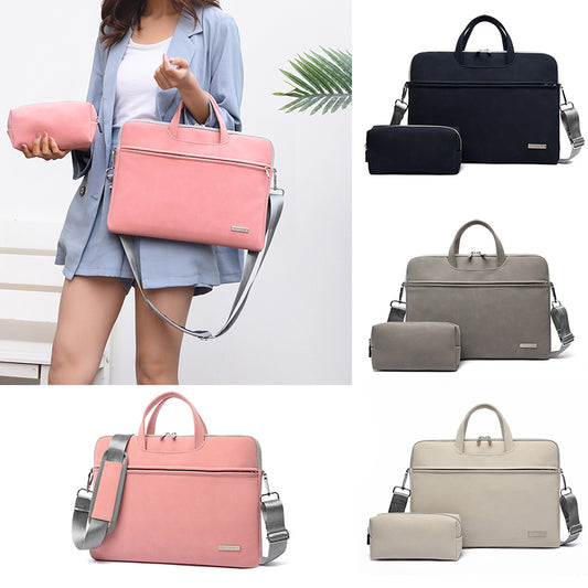 PU Leather Laptop Bag – Women & Men Notebook Carrying Case Briefcase