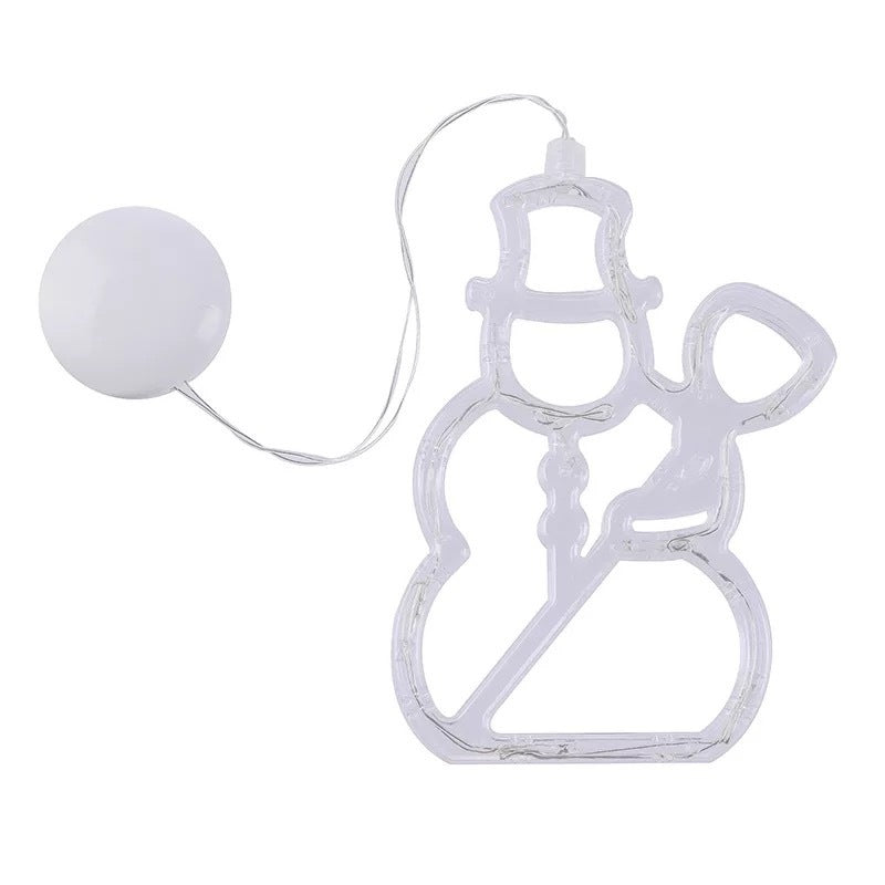 Christmas LED Suction Cup Chandelier – Santa, Elk & Snowman Window Lights, Battery-Powered Holiday Party Decor