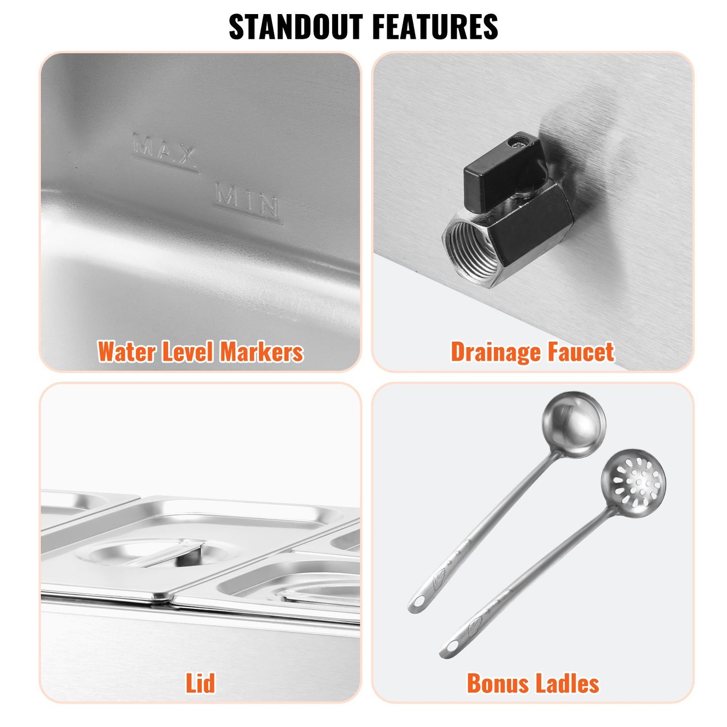 Commercial Electric Food Warmer 4-Pan Countertop Buffet 16.4QT Bain Marie