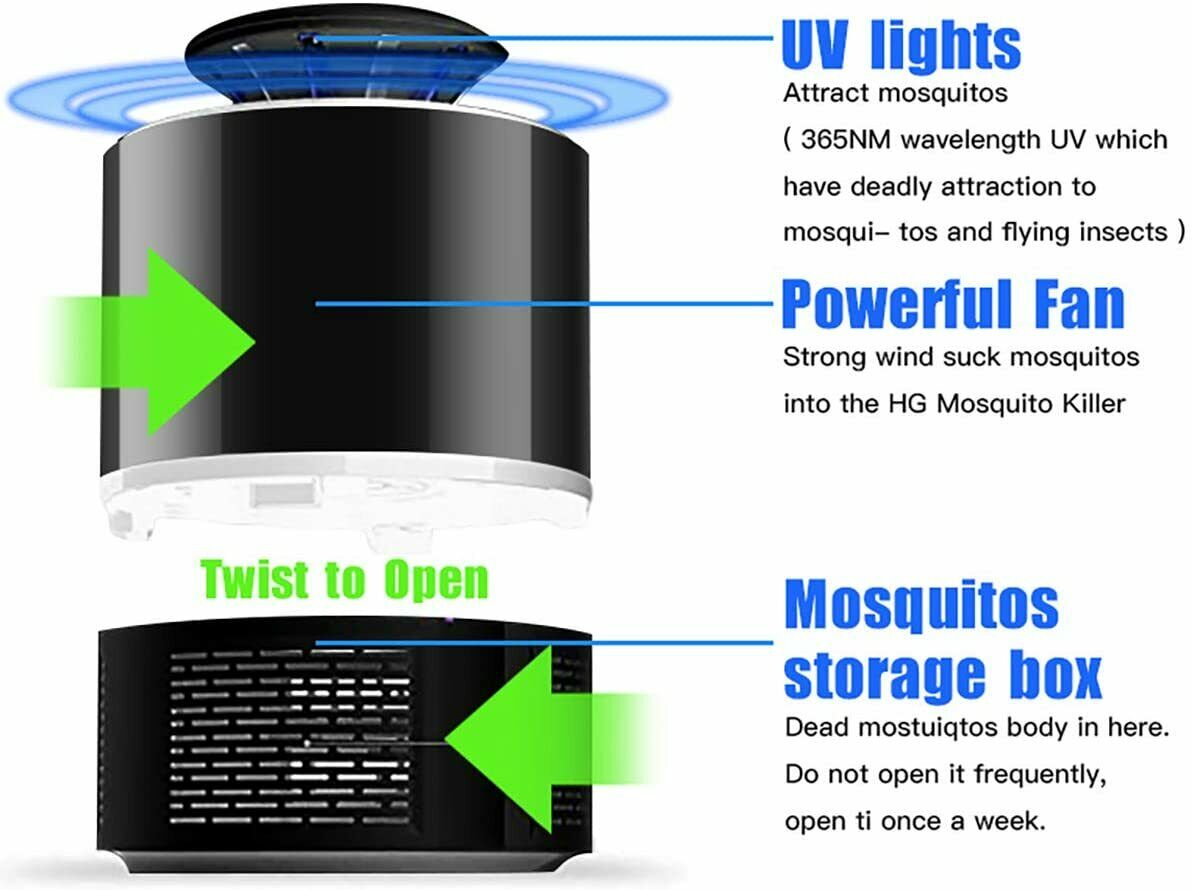 Electric UV Mosquito Killer Lamp, Indoor & Outdoor Insect Zapper Trap, USB Powered Bug Zapper for Flies, Mosquitoes, and Other Flying Insects