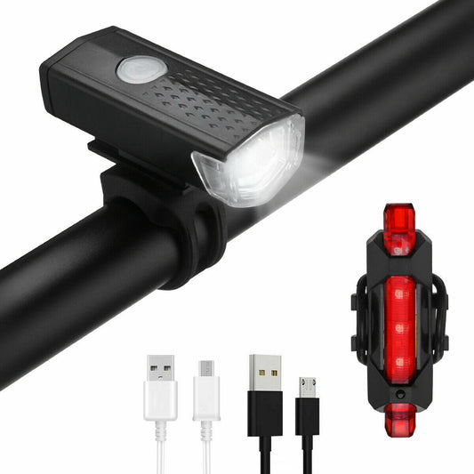 USB Rechargeable LED Bike Light – Front & Rear Cycling Lamp, Rainproof, 3 Modes, Aluminum Alloy, Night Safety, USB Rechargeable