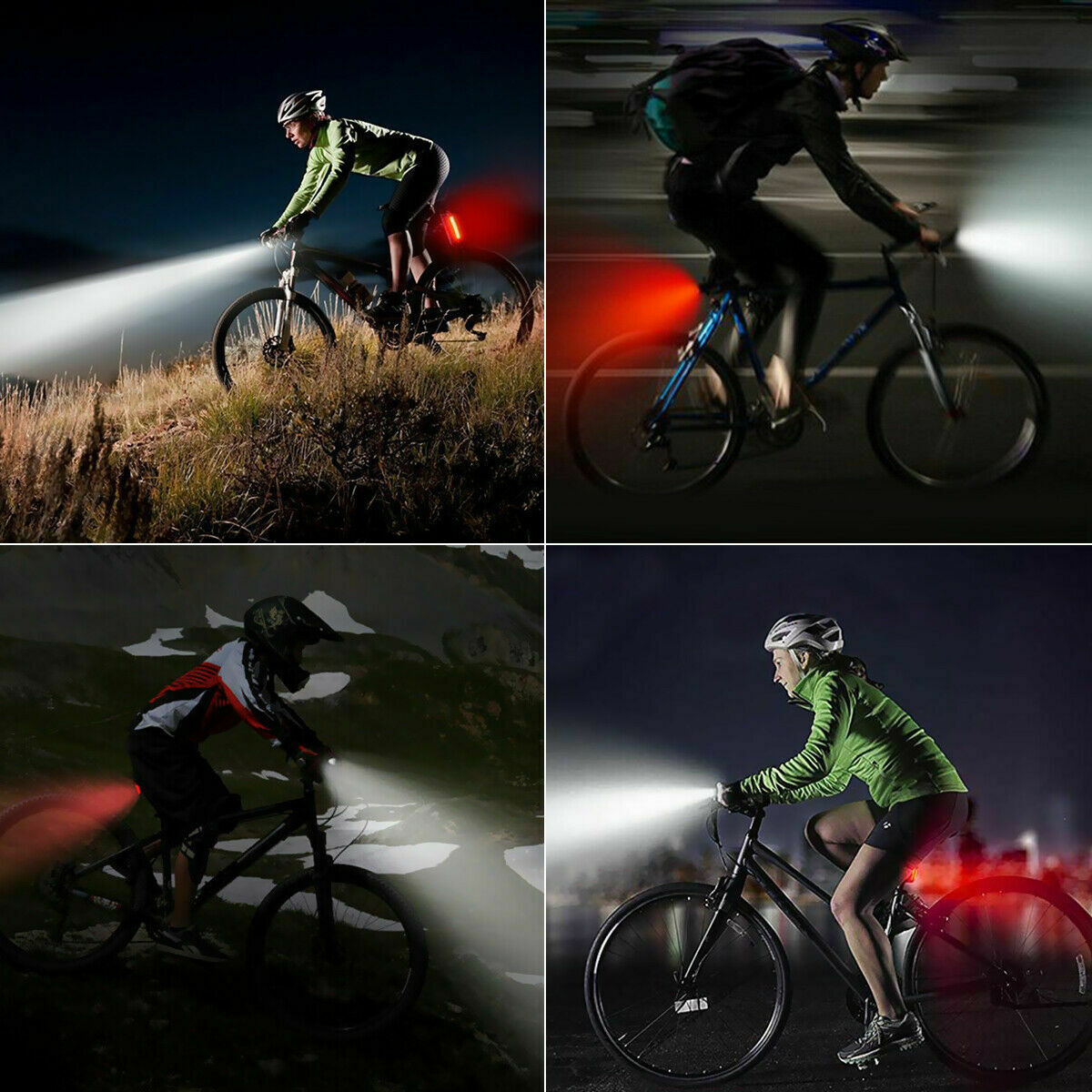USB Rechargeable LED Bike Light – Front & Rear Cycling Lamp, Rainproof, 3 Modes, Aluminum Alloy, Night Safety, USB Rechargeable