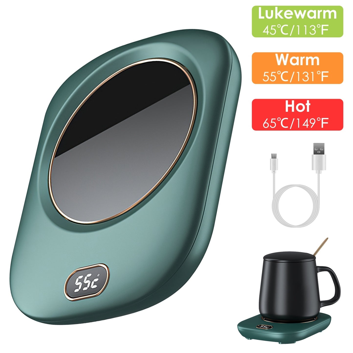 Electric Coffee Mug Warmer – USB Desk Heater with 3 Temps & Auto Shut-Off