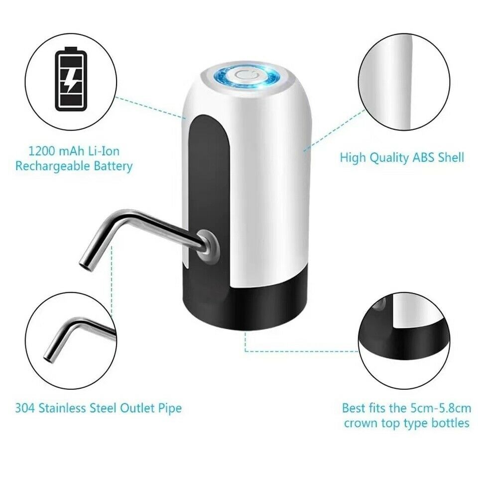 Electric Water Pump for 5 Gallon Bottles, USB Rechargeable Automatic Water Dispenser, Portable Universal Drinking Water Pump