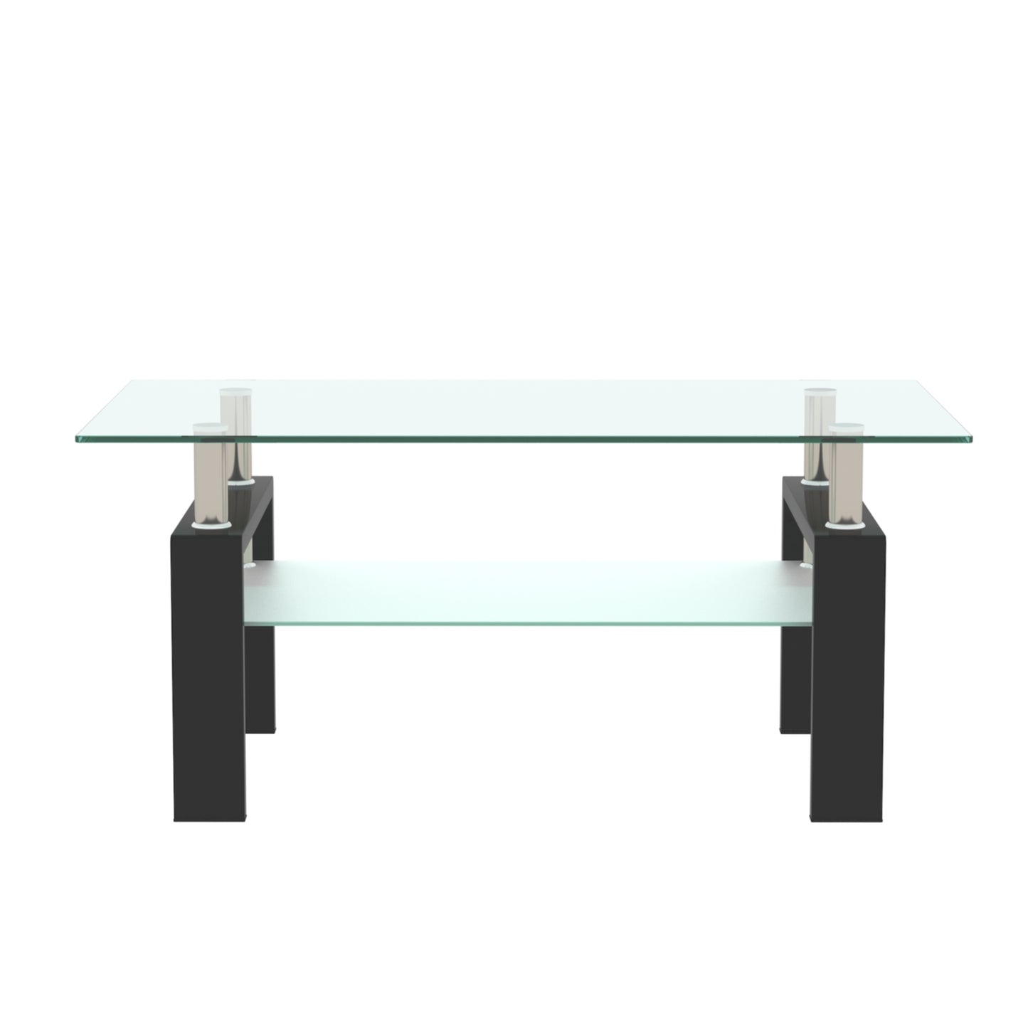 Rectangle Black Glass Coffee Table – Modern Side & Center Table for Living Room