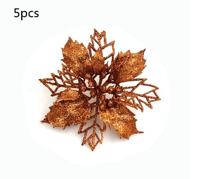 Glitter Artificial Christmas Flowers – Xmas Tree & Home Decorations, Fake Flowers for Holiday & New Year Decor