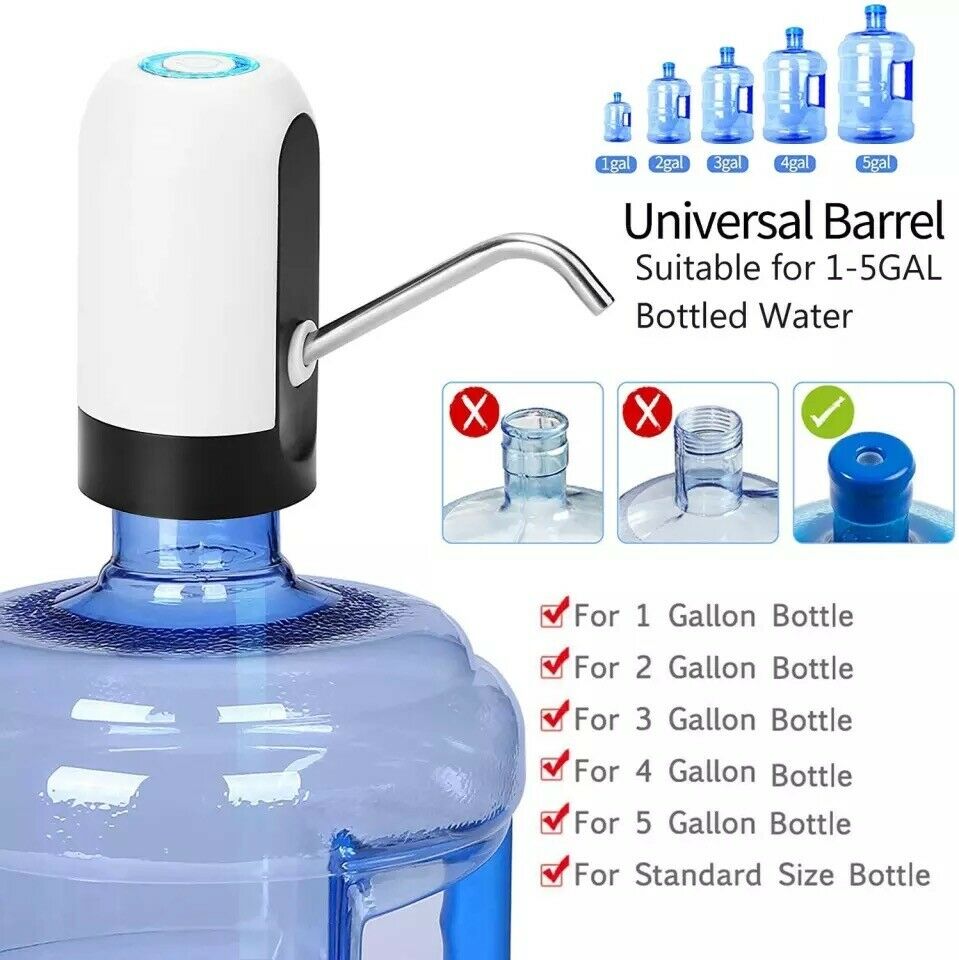 Electric Water Pump for 5 Gallon Bottles, USB Rechargeable Automatic Water Dispenser, Portable Universal Drinking Water Pump