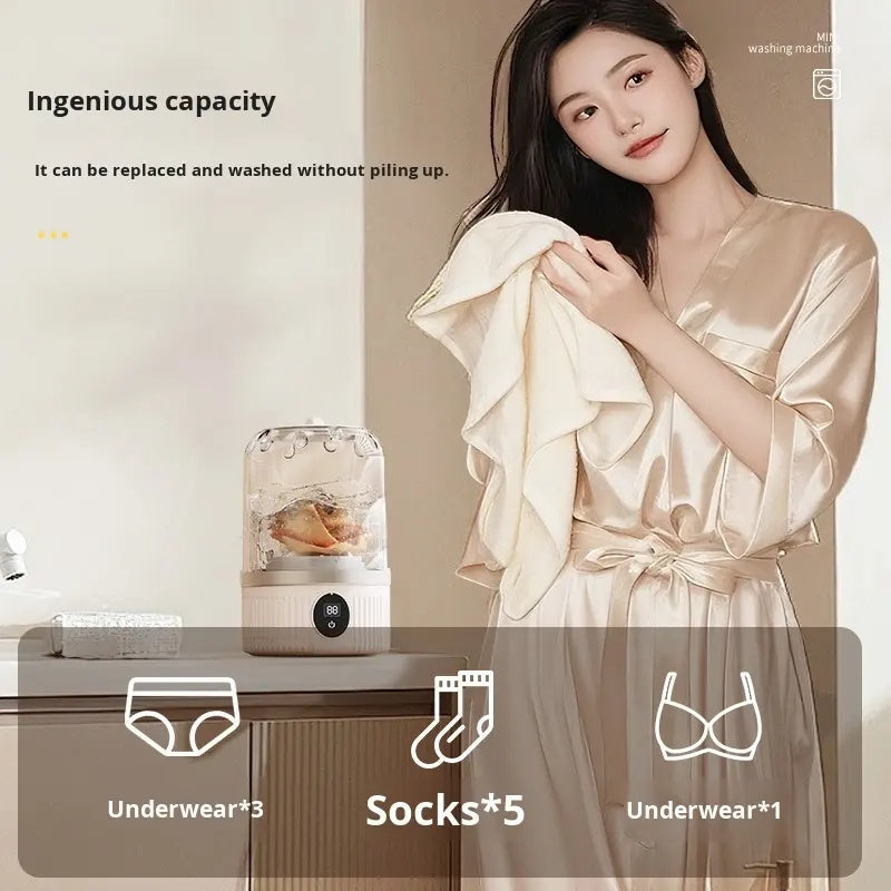Portable Mini Underwear Washer – Rechargeable Cordless Laundry Cup for Bras, Socks & Underwear