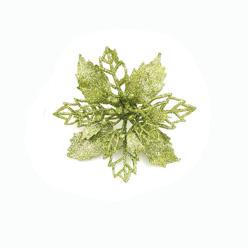 Glitter Artificial Christmas Flowers – Xmas Tree & Home Decorations, Fake Flowers for Holiday & New Year Decor