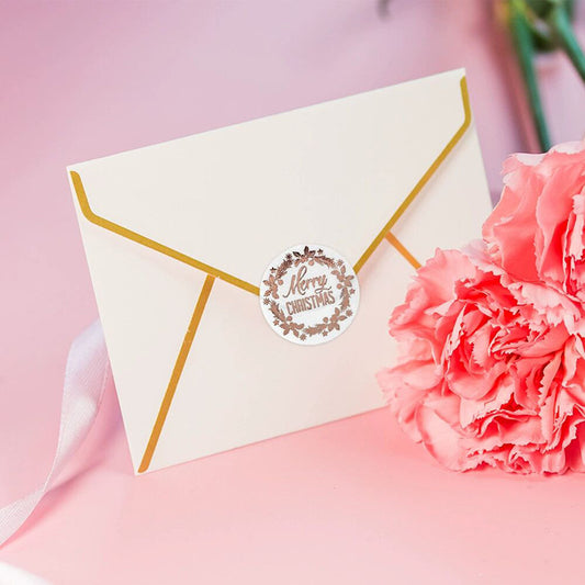 Rose Gold Merry Christmas Stickers – Holiday Gift Labels & Decor