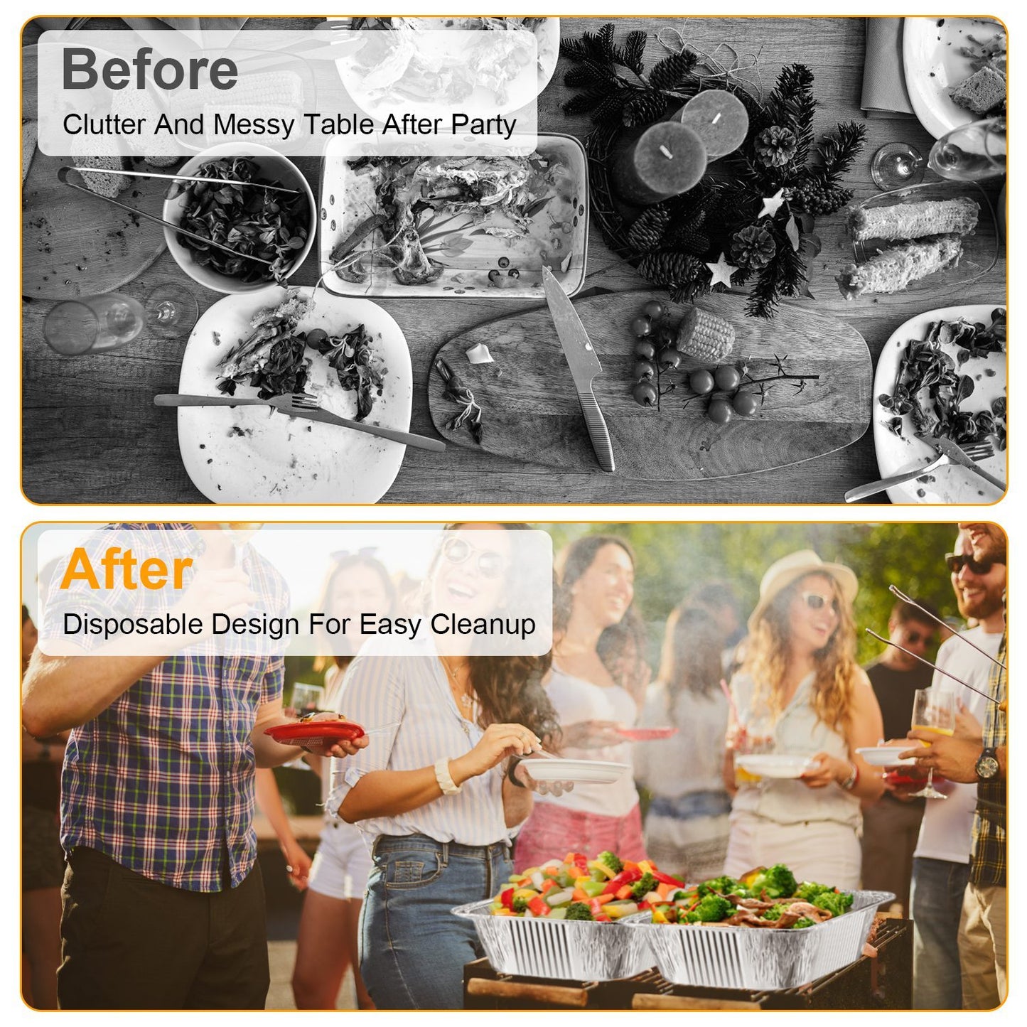 36Pcs Disposable Chafing Dish Buffet Set Food Warmers For Party Buffet Server Catering Supplies With Covers Utensils Half Size Food Pans For Parties Events BBQ Catering