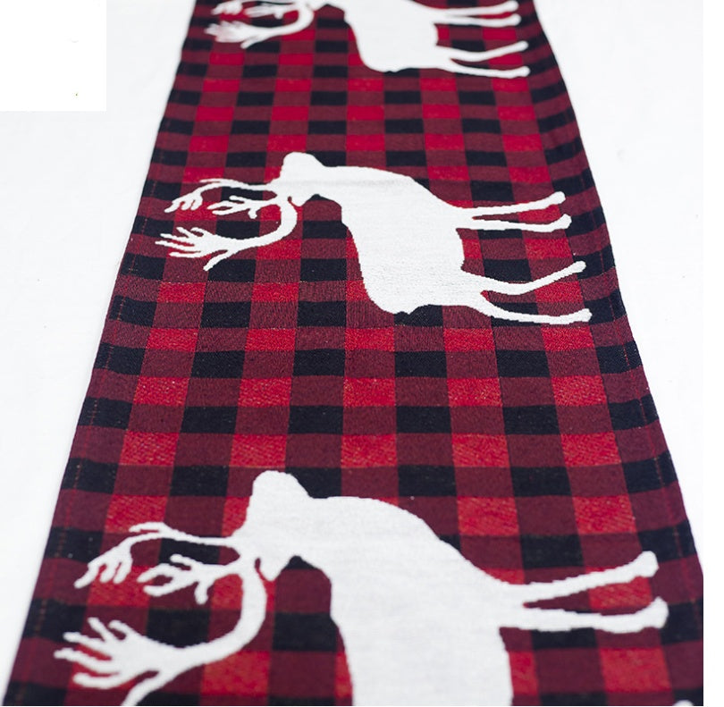 Christmas Elk & Snowman Table Runner – Merry Christmas Holiday Table Decor for Home, Dining Room & Festive Parties