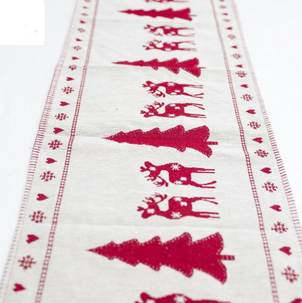 Christmas Elk & Snowman Table Runner – Merry Christmas Holiday Table Decor for Home, Dining Room & Festive Parties