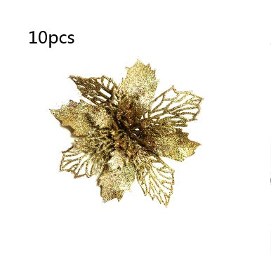 Glitter Artificial Christmas Flowers – Xmas Tree & Home Decorations, Fake Flowers for Holiday & New Year Decor