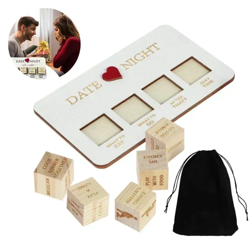 Wooden Date Night Dice for Couples – Romantic Decision Game, Fun Relationship Activity, Creative At-Home Date Idea Gift for Boyfriend, Girlfriend, Husband or Wife