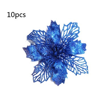 Glitter Artificial Christmas Flowers – Xmas Tree & Home Decorations, Fake Flowers for Holiday & New Year Decor