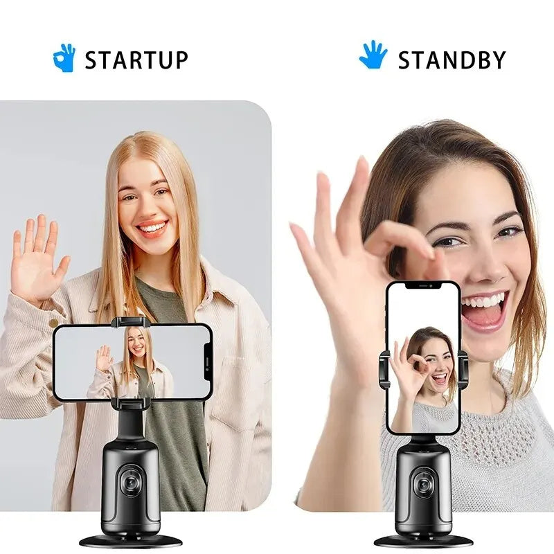 360° Auto Face Tracking AI Smart Gimbal – Phone Stabilizer & Tripod for Vlog & Live Video