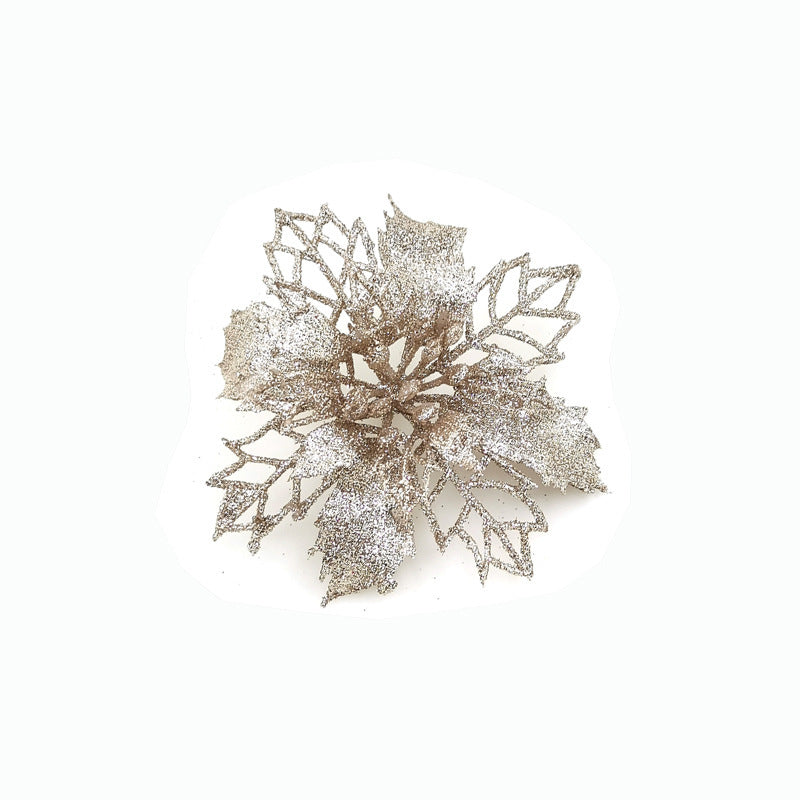 Glitter Artificial Christmas Flowers – Xmas Tree & Home Decorations, Fake Flowers for Holiday & New Year Decor