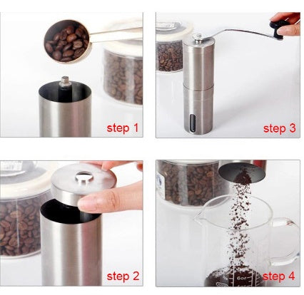 Premium Stainless Steel Hand Coffee Grinder – Manual Ceramic Burr Mill for Freshly Ground Coffee Anywhere