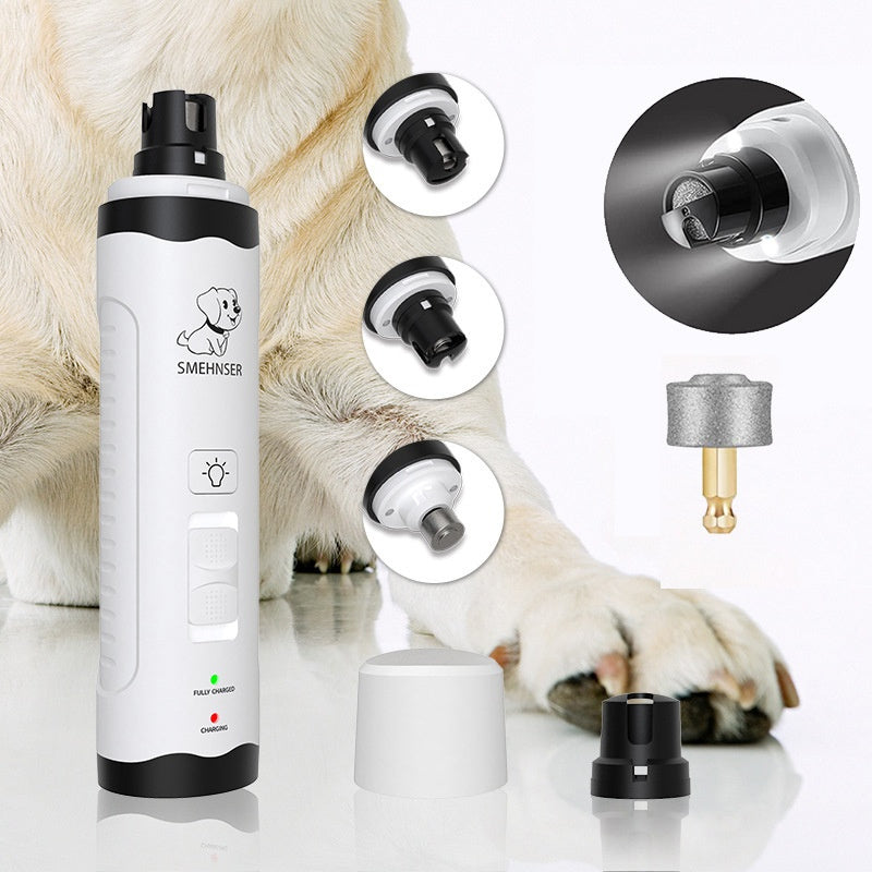 Electric Pet Nail Grinder – 3-Speed LED Automatic Nail Trimming Device for Dogs & Cats