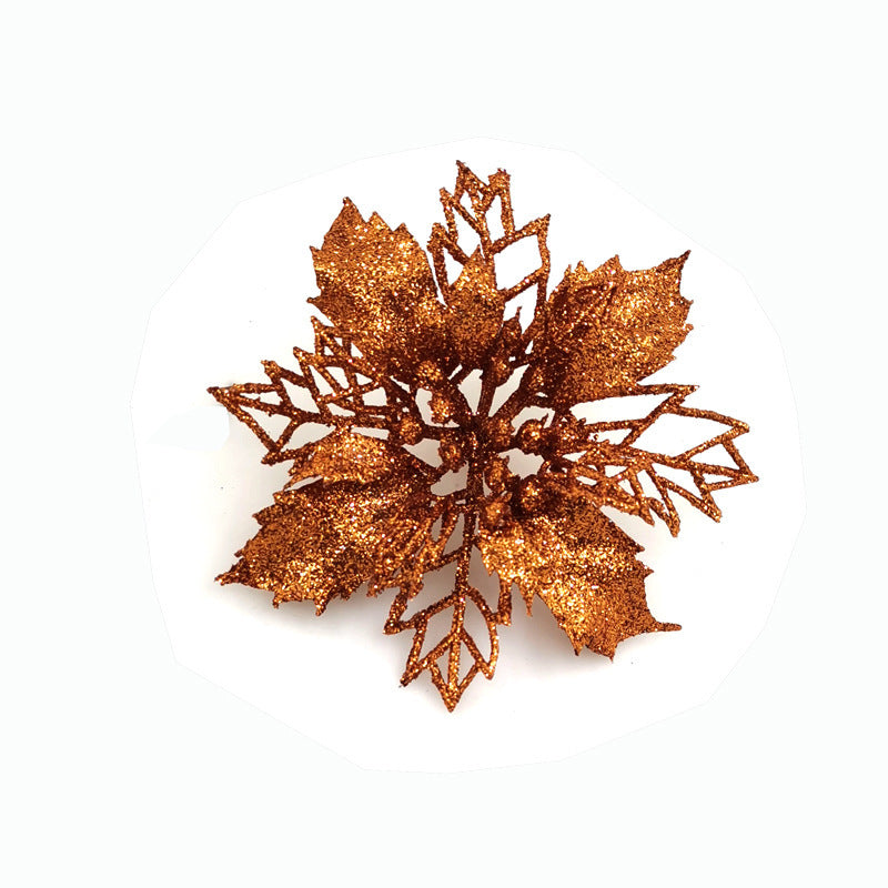 Glitter Artificial Christmas Flowers – Xmas Tree & Home Decorations, Fake Flowers for Holiday & New Year Decor