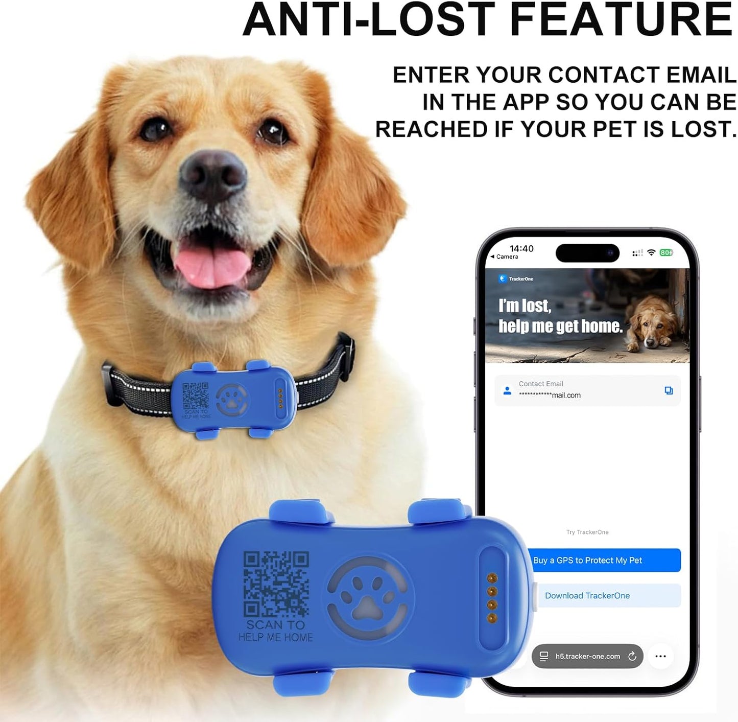 Dog GPS Tracker for Collar, Real-Time Pet Location Tracker with Geofence, Sound Alarm and Flash Light, Anti-Lost Smart Pet Tracker for Dogs, Subscription Required