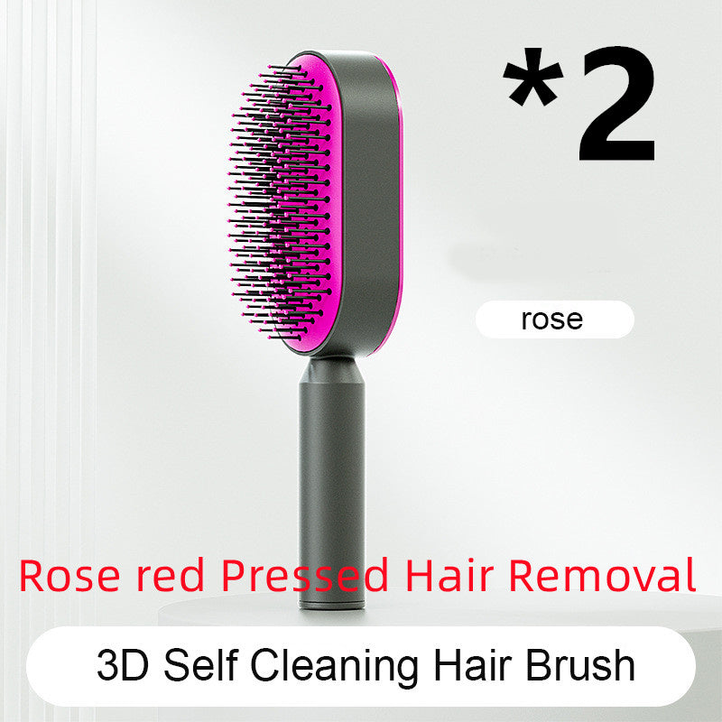 Self-Cleaning Anti-Static Hair Brush with One-Key Cleaning & Scalp Massage