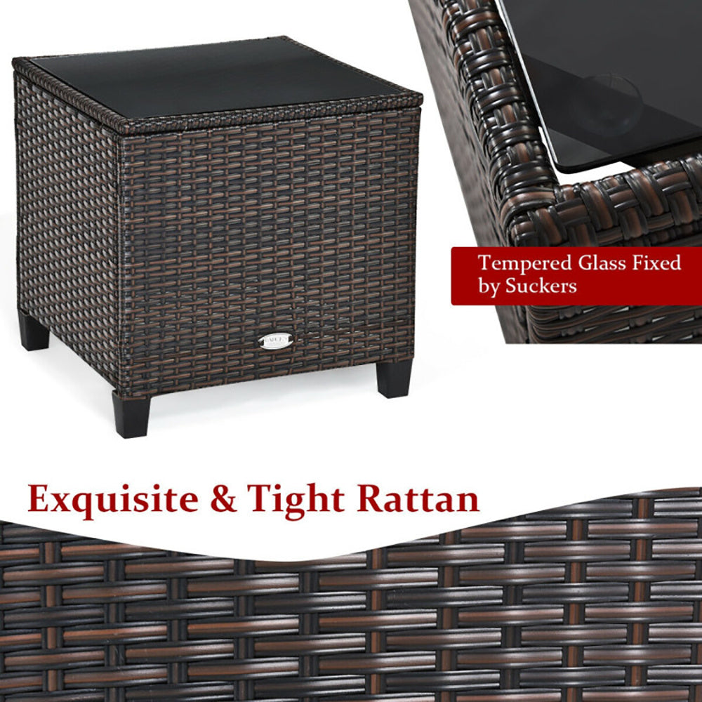 3 Pieces Rattan Patio Furniture Set With Washable Cushion