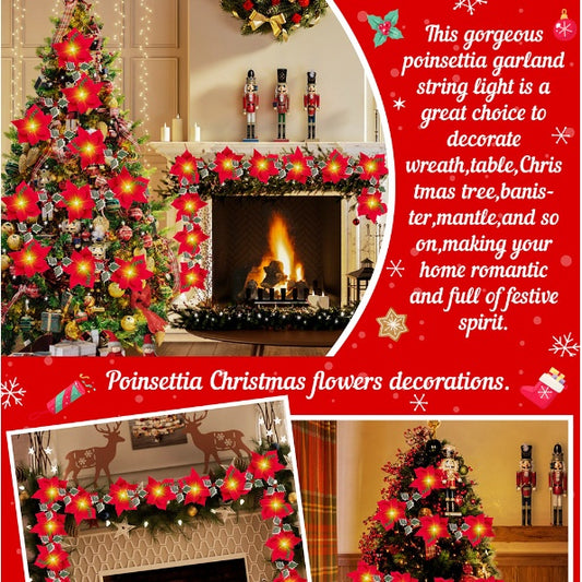 LED Christmas Lights with Red Flowers & Red Fruits – First Grade Holiday Home Decor