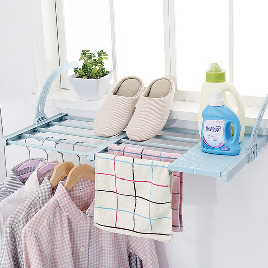 Multifunctional Hanging Window Sill Drying Rack – Foldable Clothes & Dish Organizer